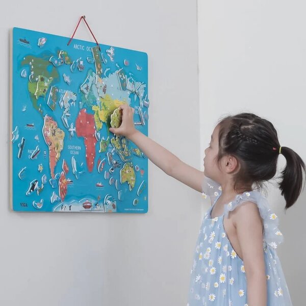 VIGA 2u1 Montessori magnetna ploča - Karta svijeta