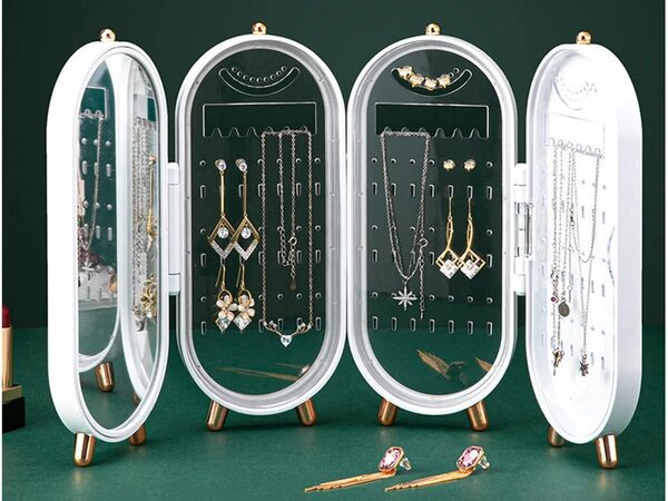 Kutija za nakit s ogledalom - Jewels (smaragdna/bijela) - Smaragdna