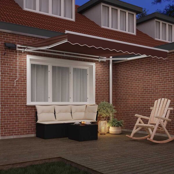 Tenda na ručno uvlačenje s LED smeđa 300 x 250 cm - Smeđa / 300 x 250 cm