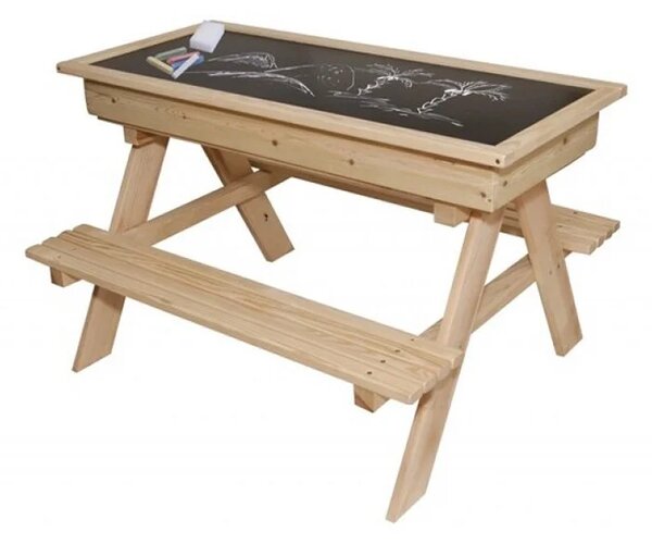 2u1 impregnirani drveni piknik stol s pješčanikom - 93x78x68cm