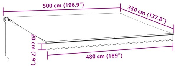 Tenda na ručno uvlačenje smeđa 500 x 350 cm - Smeđa / 500 x 350 cm