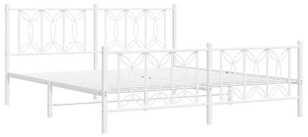Metalni okvir kreveta uzglavlje i podnožje bijeli 180x200 cm - Bijela / 180 x 200 cm
