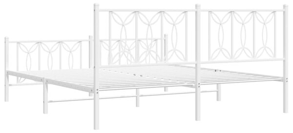 Metalni okvir kreveta uzglavlje i podnožje bijeli 180x200 cm - Bijela / 180 x 200 cm