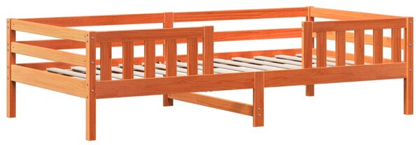 Okvir kreveta s krovom voštano smeđi 75x190 cm masivna borovina - Smeđa / 75 x 190 cm