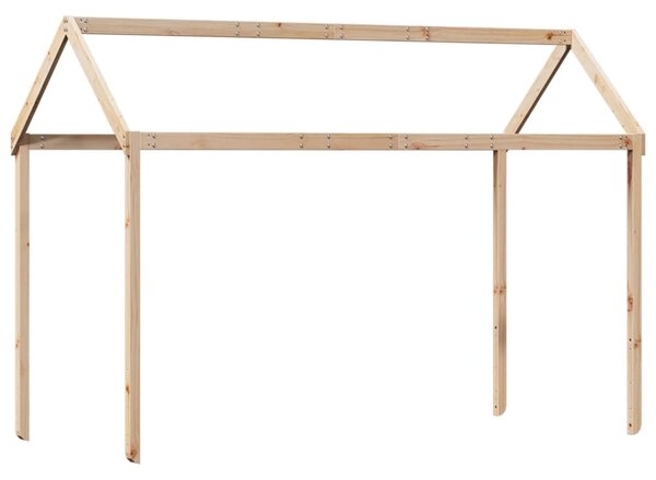 Krevet na kat s ljestvama i krovom 90x190 cm od borovine - Smeđa / 90 x 190 cm