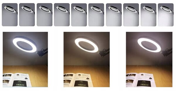 USB 32 LED fleksibilna okrugla stolna svjetiljka crna + povećalo povećalo
