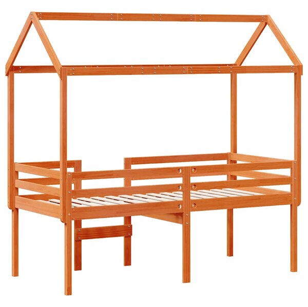 Visoki krevet s krovom voštano smeđi 75x190 cm masivna borovina - Smeđa / 75 x 190 cm