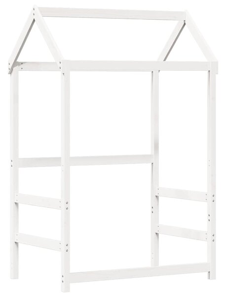 Set kreveta i klupe s krovom bijeli 75x190 cm puno drvo bor - Bijela / 75 x 190 cm