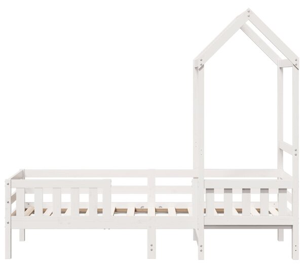 Okvir kreveta s krovom bijeli 75x190 cm od borovine - Bijela / 75 x 190 cm