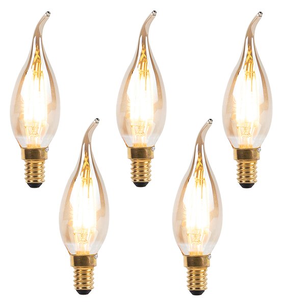 Set od 5 E14 prigušivih LED žarulja s filamentom u obliku svijeće 240V 3W 250lm