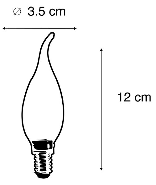 Set od 5 E14 prigušivih LED žarulja s filamentom u obliku svijeće 240V 3W 250lm
