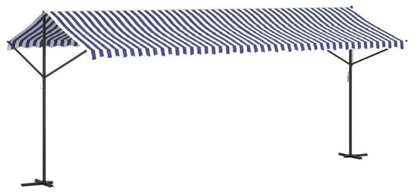 Samostojeća tenda plavo-bijela 600 x 300 cm od tkanine i čelika - Plava / 6 x 3 m