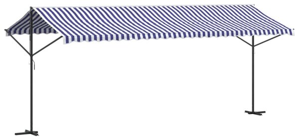 Samostojeća tenda plavo-bijela 600 x 300 cm od tkanine i čelika - Plava / 6 x 3 m