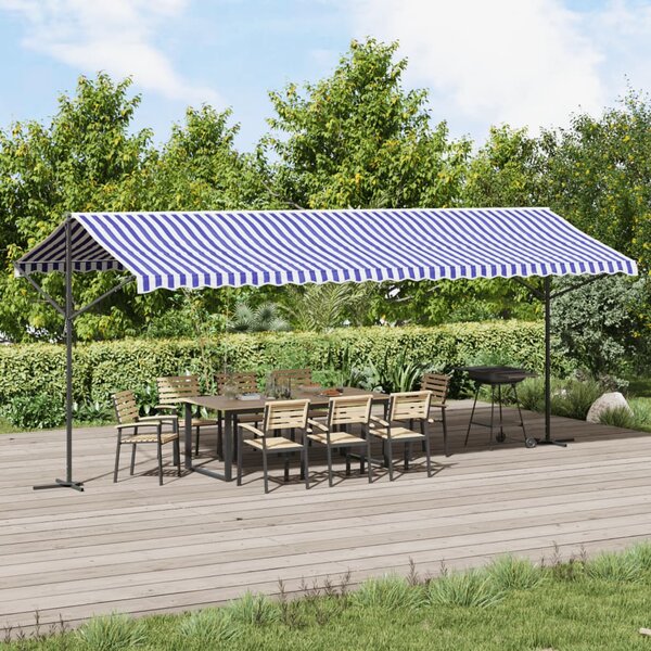 Samostojeća tenda plavo-bijela 600 x 300 cm od tkanine i čelika - Plava / 6 x 3 m