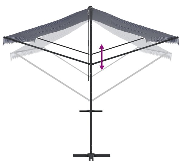 Samostojeća tenda plavo-bijela 600 x 300 cm od tkanine i čelika - Plava / 6 x 3 m