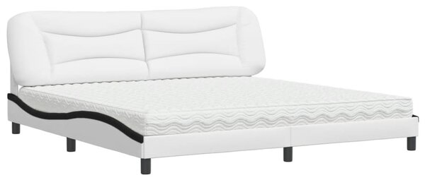 Krevet s madracem Hvar bijeli-crni 200 x 200 cm od umjetne kože - Crna / 200 x 200 cm