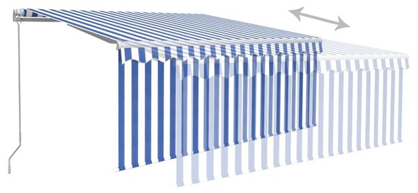 Tenda na ručno uvlačenje s roletom LED 3 x 2,5 m plavo-bijela - Plava / 3 x 2.5 m