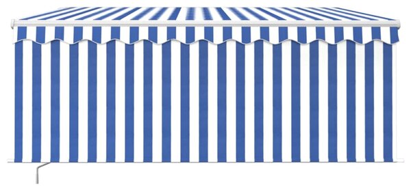 Tenda na ručno uvlačenje s roletom LED 3 x 2,5 m plavo-bijela - Plava / 3 x 2.5 m