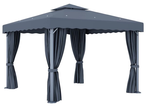 Sjenica sa zastorom 3 x 3 m antracit aluminijska - Antracitno siva / 3 x 3 m
