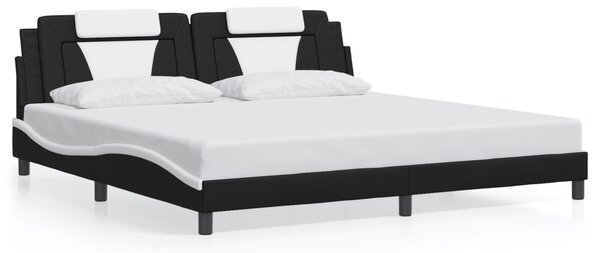 Okvir kreveta Viana s LED-om bez madracacrno-bijeli 200 x 200 cm - Crna / 200 x 200 cm