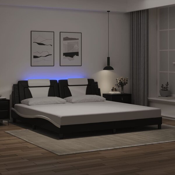 Okvir kreveta Viana s LED-om bez madracacrno-bijeli 200 x 200 cm - Crna / 200 x 200 cm