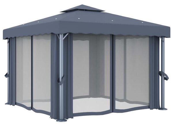Sjenica sa zastorom 3 x 3 m antracit aluminijska - Antracitno siva / 3 x 3 m