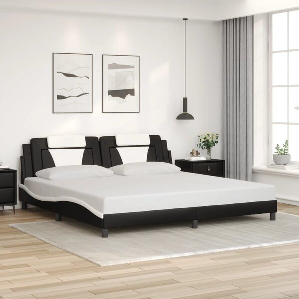 Okvir kreveta Viana s LED-om bez madracacrno-bijeli 200 x 200 cm - Crna / 200 x 200 cm