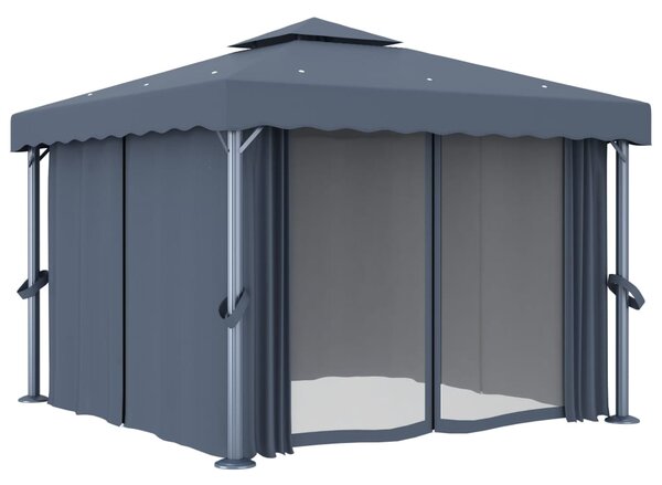 Sjenica sa zastorom 3 x 3 m antracit aluminijska - Antracitno siva / 3 x 3 m