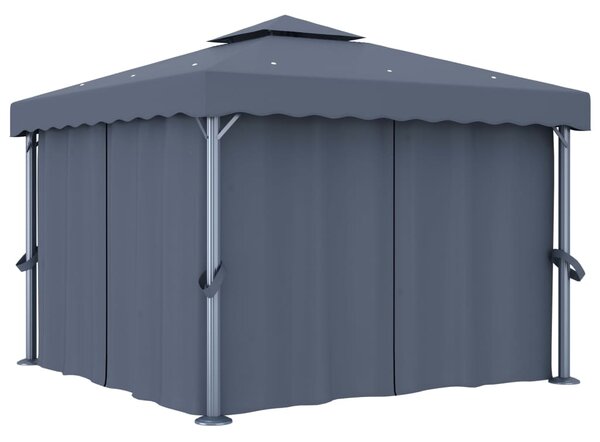 Sjenica sa zastorom 3 x 3 m antracit aluminijska - Antracitno siva / 3 x 3 m