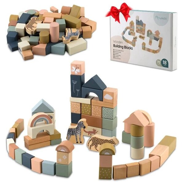 Komplet drvenih kocaka 70 kom - Montessori Build Up