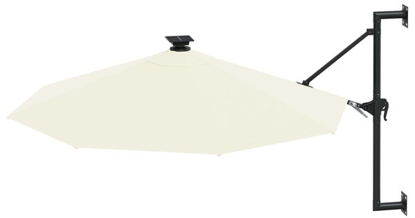 Zidni vrtni suncobran s LED svjetlima 300 cm boja pijeska - Krema / N/A
