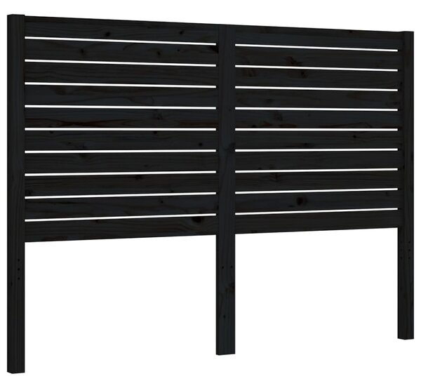 Okvir kreveta s uzglavljem crni bračni od masivnog drva - Crna / 135 x 190 cm