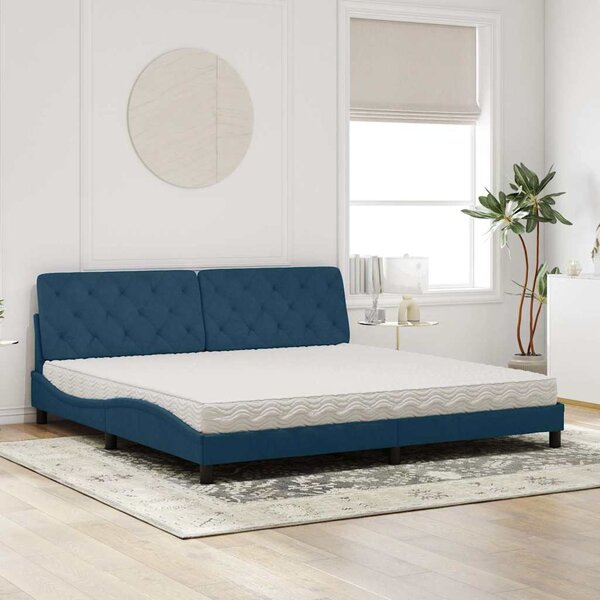 Krevet s madracem plavi 200x200 cm baršunasti - Plava / 200 x 200 cm