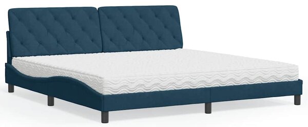 Krevet s madracem plavi 200x200 cm baršunasti - Plava / 200 x 200 cm