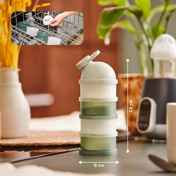 Babymoov posudice Milk Dispenser Mineral Green A004214 - dozator za mlijeko i grickalice
