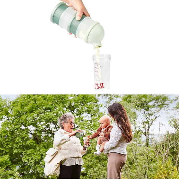 Babymoov posudice Milk Dispenser Mineral Green A004214 - dozator za mlijeko i grickalice