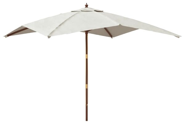 Vrtni suncobran s drvenim stupom boja pijeska 300x300x273 cm - Bijela / N/A