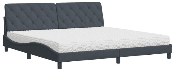 Krevet s madracem tamnosivi 200x200 cm baršunasti - Siva / 200 x 200 cm