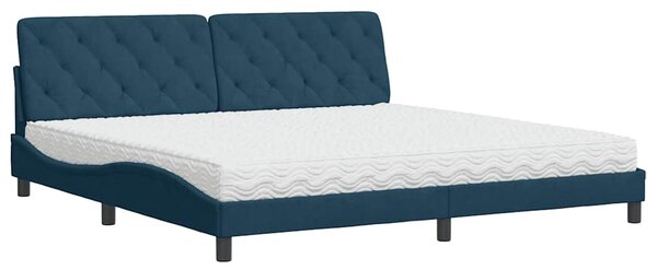 Krevet s madracem plavi 200x200 cm baršunasti - Plava / 200 x 200 cm