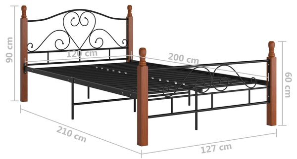 Okvir kreveta crni metalni 120 x 200 cm - Crna / 120 x 200 cm