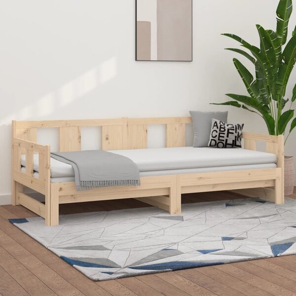 Dnevni krevet na izvlačenje masivna borovina 2x(80x200) cm - Smeđa / 80 x 200 cm