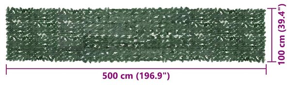 Balkonski zastor s tamnozelenim lišćem 500 x 100 cm - Zelena / 500 x 100 cm