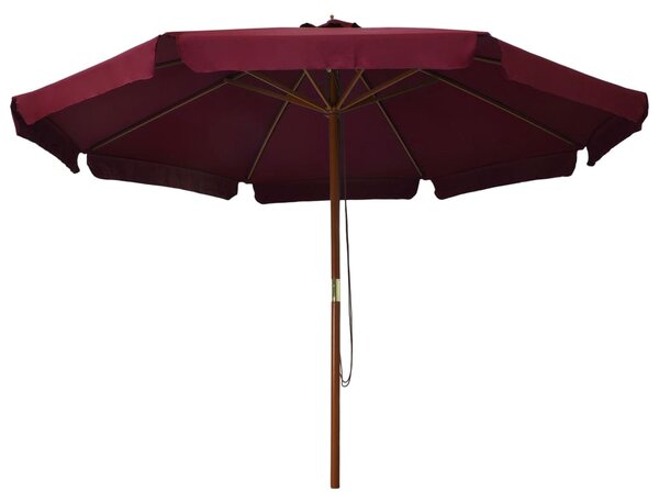 Vrtni suncobran s drvenom šipkom 330 cm bordo - Crvena / N/A