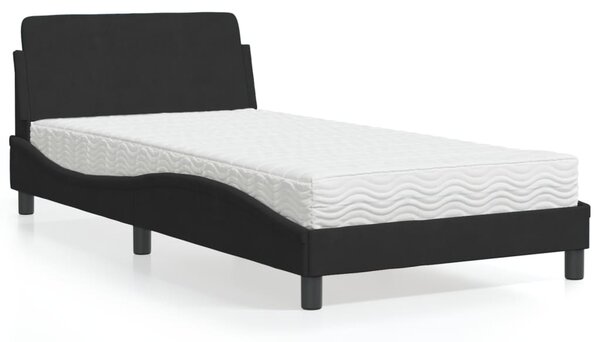Krevet s madracem Dover crni 100x200 cm baršunasti - Crna / 100 x 200 cm