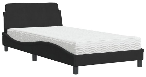 Krevet s madracem Dover crni 100x200 cm baršunasti - Crna / 100 x 200 cm