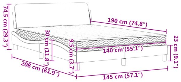 Krevet s madracem Dover plavi 140 x 190 cm od tkanine - Plava / 140 x 190 cm