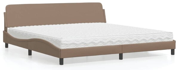 Krevet s madracem Dover cappuccino 200x200cm umjetna koža - Smeđa / 200 x 200 cm