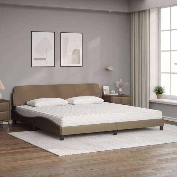 Krevet s madracem Dover cappuccino 200x200cm umjetna koža - Smeđa / 200 x 200 cm