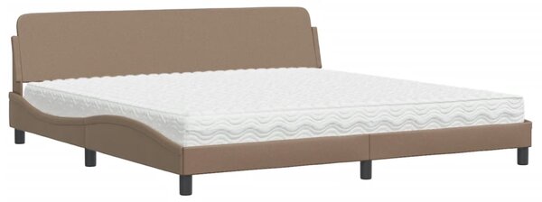 Krevet s madracem Dover cappuccino 200x200cm umjetna koža - Smeđa / 200 x 200 cm