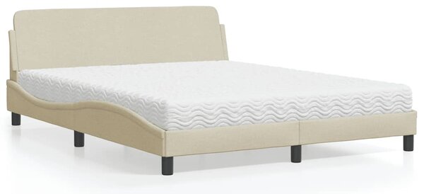 Krevet s madracem Dover krem 160x200 cm od tkanine - Krema / 160 x 200 cm